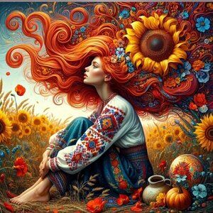 DIY Unfinished Diamond Painting Kit Sunflower Hair Lady